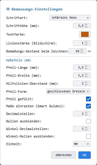 Bemaßungseinstellungen